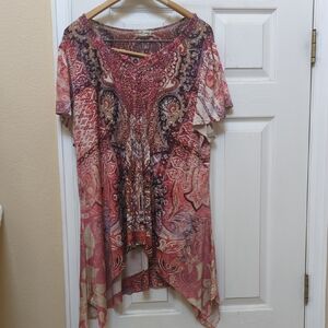 Women's Paisley Print Top - Red